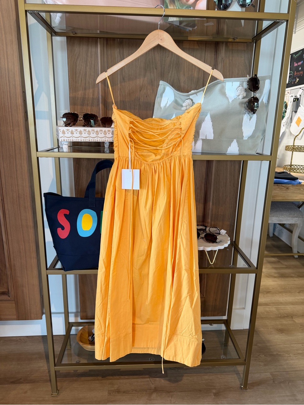 pistola Papaya Yellow Strapless Ruched Sundress - Picture 2 of 3